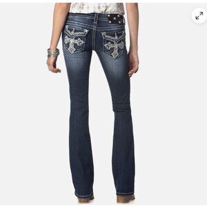 MISS ME Smudged Cross Boot Cut Jeans JP5452B4 Size 28